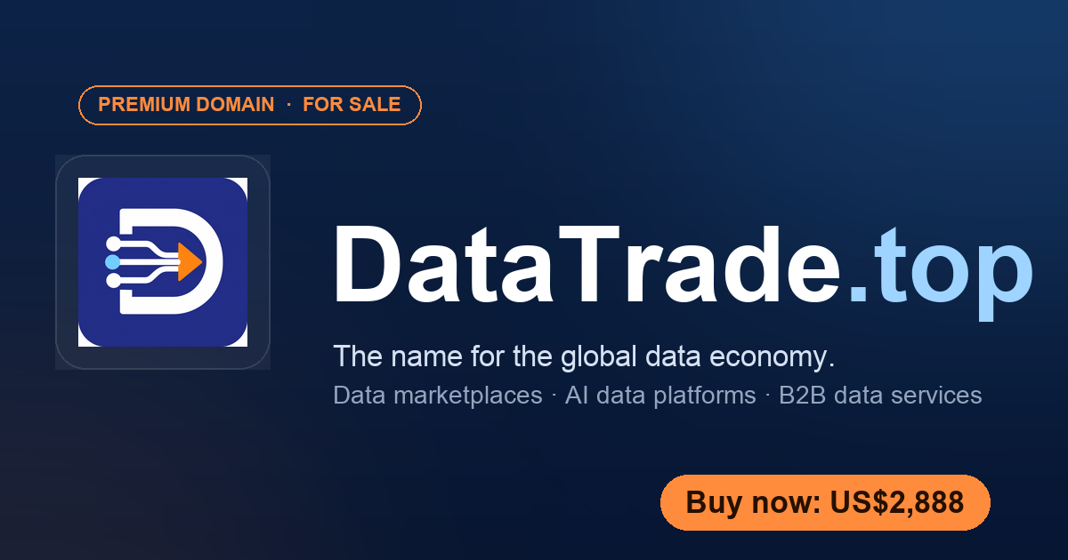 DataTrade.top brand render — the name for the global data economy